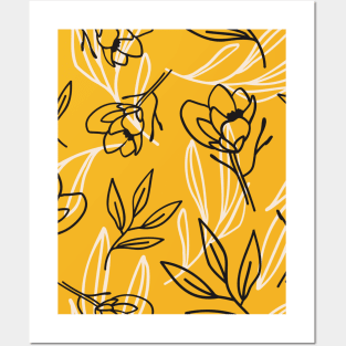 Drawing Flowers Pattern Posters and Art